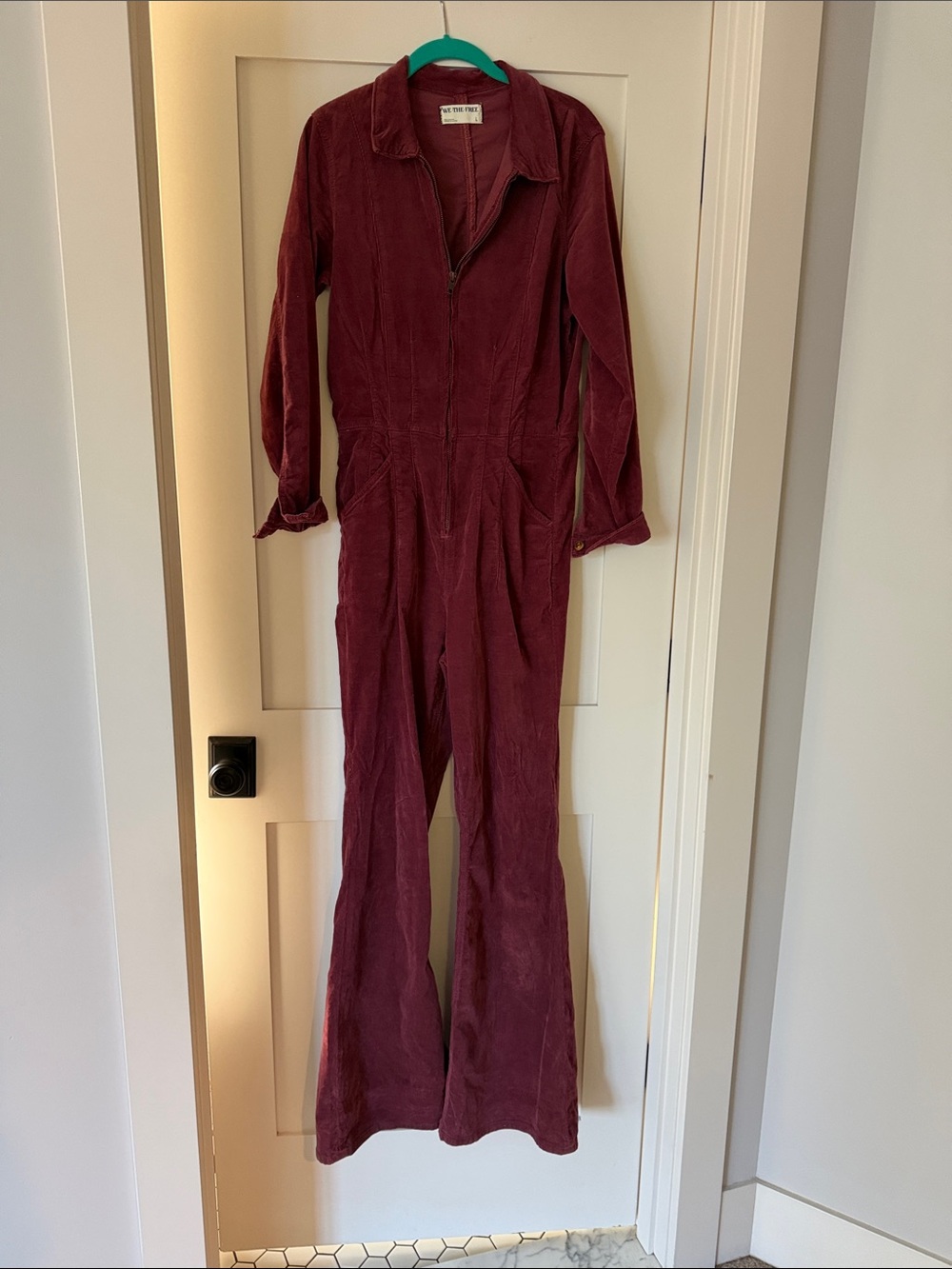 Corduroy Flared Free people  Jumpsuit in Deep Wine